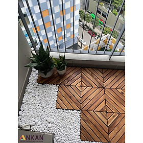 Mua Sàn Gỗ Lót Ban Công Thương Hiệu ANKAN Màu Nâu Vàng Nan Hoa  Vỉ Gỗ Lót Sàn Dùng Để Lót Sân Vườn  Nhà Tắm  Phòng Spa  Có Phủ PU  Siêu Bền  Chống Thấm  Chống Trơn Trượt  Tiêu Chuẩn Xuất Khẩu (1 Vỉ)