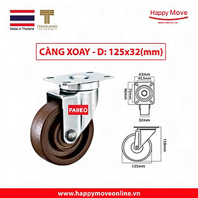 Bánh xe nhựa chịu nhiệt dành cho thiết bị Nung/ nướng/ hấp/ sấy - càng xoay - Thương hiệu Happy Move Thái Lan (màu nâu)