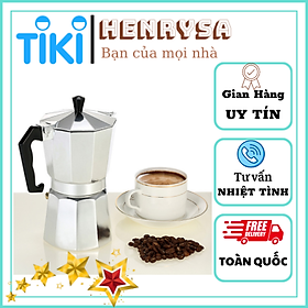 Mua Bình pha cà phê kiểu Ý- Ấm pha cà phê chất liệu nhôm cao cấp -Hàng chính hãng Henrysa