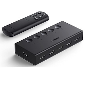 Mua Ugreen UG90512CM568TK 4K60Hz Bộ gộp HDMI 2.0 5 vào 1 ra kèm cáp cấp nguồn USB-C dài 1M + remote - HÀNG CHÍNH HÃNG