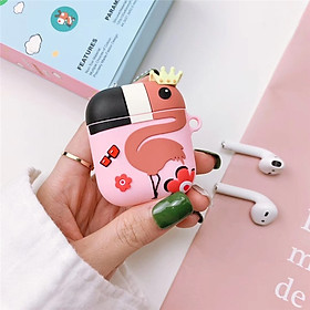 Mua Hộp Bảo Vệ Silicone Cho Airpod Họa Tiết Kèm Móc Khóa Chống Rớt - Chim hồng hạc