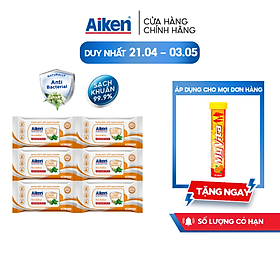 Aiken Combo 6 Gói Khăn Ướt Sạch Khuẩn Chiết Xuất Bạc Hà 20 Tờ/gói