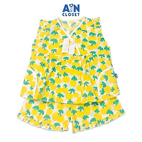 Bộ quận áo ngắn bé gái họa tiết Tulip vàng cotton - AICDBGC7ZGSP - AIN Closet