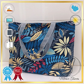 Túi xách vải bố canvas, thiết kế thời trang in hình họa tiết, đựng được giấy tờ A4 (Nhiều mẫu mã để lựa)