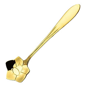 Flower Coffee Spoon Tea Spoon Dessert Spoons Scoop Stainless Steel Tableware Stirring Sugar Ice Cream Spoon, Golden, 12.5cm Length