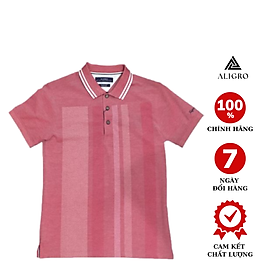 ÁO POLO ALIGRO MÀU HỒNG HỌA TIẾT KẺ SỌC ALGPLO34