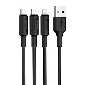 Mua Cáp sạc 3 đầu chính hãng -Hoco X25 + Tặng Gía Đỡ Điện Thoại - Chính Hãng