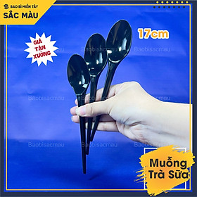 Mua Sỉ 100 muỗng nhựa 17cm dành cho quán trà sữa  muỗng nhựa cà phê  muỗng nhựa sinh tố