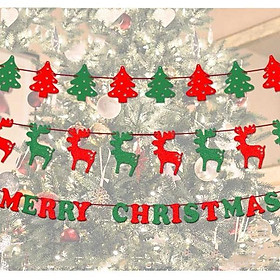 Cờ treo trang trí giáng sinh Time Leisure hình tuần lộc, cây thông noel và chữ chúc mừng - 3 gói/ 3 dây