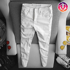 Quần jean nam dài trơn form bassic, vải jean denim mềm mịn và dày dặn, màu đen, trắng, xanh, ống côn tôn dáng