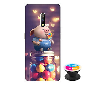 Ốp lưng dành cho điện thoại Realme X hình Heo Con Ăn Kẹo - tặng kèm giá đỡ điện thoại iCase xinh xắn - Hàng chính hãng