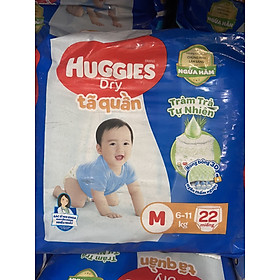 Tã quần Huggies Dry  M22 hương tràm trà (22 miếng cho bé 6-11kg)