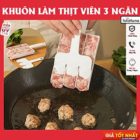 Khuôn Làm Thịt Viên 3 Ngăn Chống Dính Kèm Muỗng Chia, Bộ Dụng Cụ Làm Thịt Cá Viên, Chả Viên, Nặn Mọc Tiện Lợi