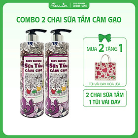 COMBO 2 chai Sữa Tắm Cám Gạo 650ml - Tặng 1 túi vải đay