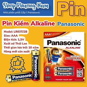 Bộ 6 vỉ (12 viên pin) pin Kiềm Alkaline Panasonic AAA LR03T/2B-Hàng chính hãng