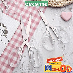Kéo cắt giấy cán cầm Trong suốt Decorme Kéo trong suốt basic phong cách Hàn Quốc