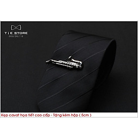 Kẹp cà vạt nam cao cấp ( 5cm), Kẹp Cavat hình chiếc kèn cao cấp - Tặng kèm hộp nhỏ