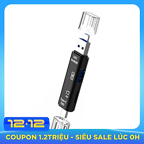 Đầu đọc thẻ nhớ đa năng dành cho điện thoại, máy tính 3 cổng kết nối USB, MicroUSB, TYPE-C, 2 cổng dữ liệu USB, TF truyền tải nhanh chóng, gọn gàng tiện dụng