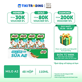 Thùng 48 Hộp Sữa Nestlé MILO A2 MỚI  (110ml / Hộp)