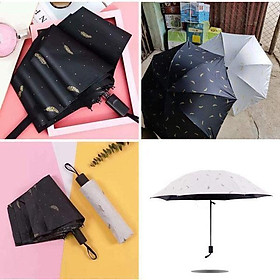 Mua Dù Gấp Gọn Họa Tiết Hình Lông Vũ Chống Tia UV