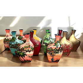 Mua Bình hoa sơn mài Thanh Bình Lê- Bình cong size 30x17x10 cm /  Nghệ Thuật- Sang Trọng- Độc Đáo