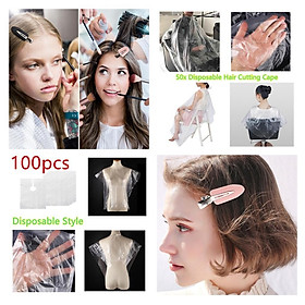 100Pcs Disposable Hair Cutting Cape Cloth Hair Salon Gown Capes w/ 4x Clips