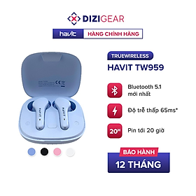 Tai nghe TWS Havit TW959, Bluetooth 5.1, Độ Trễ Tới 65ms, Nghe Độc Lập, Pin Tới 20H -  Hàng Chính Hãng Dizigear