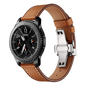 Dây Da Dành Cho Galaxy Watch 46, Huawei GT, Gear S3 Khóa Chống Gãy Màu Bạc (Size 22mm)