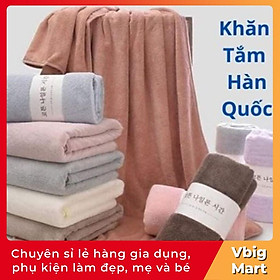 Mua Khăn tắm bông cao cấp xuất Hàn khổ 140 *70 100% cotton giao ngẫu nhiên Vbig Mart