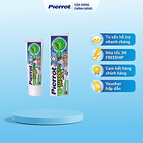 [ Mua 2 tặng 1 tăm bông Care4u ] Gel đánh răng trẻ em Pierrot Sharky Calci hữu cơ hương táo 75ML