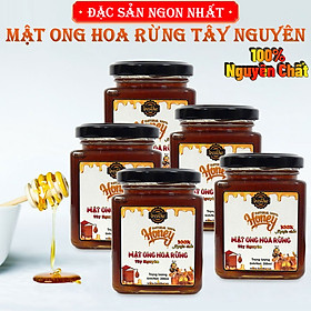 bestke mật ong hoa rừng nguyên chất 100%, combo 5 hũ, mỗi hũ 200ml, honey natural bestke