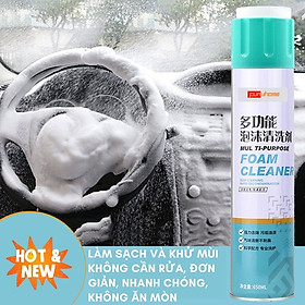 Chai vệ sinh giày, nội thất ô tô, nhà bếp, đồ gia dụng 650ml có nắp kết hợp bàn chải - Chai xịt tạo bọt vệ sinh đa năng - Hàng chính hãng