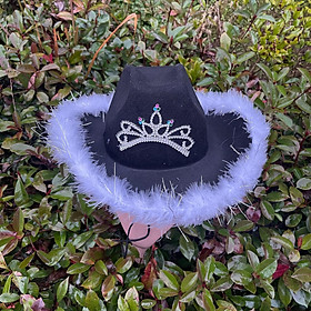 Cowboy Cowgirl Hat with Tiara Western Style for Women Fancy Dress Party