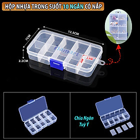 Hộp Nhựa 10 Ngăn 24 Ngăn Mini Có Nắp Trong Suốt Đựng Trang Sức Linh Kiện Điện Tử Đinh Ốc Tô Vít