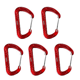 5pcs/set D Shaped 12KN Wire Gate Hammock Hooks Outdoor Hiking Camping Mountaineering Carabiners Clips Keychain 80 x 48mm