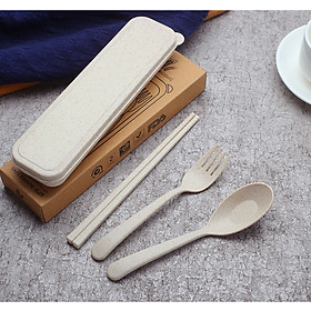 Mua Bộ Đũa Muỗng Nĩa Lúa Mạch Cao Cấp (giao màu ngẫu nhiên)