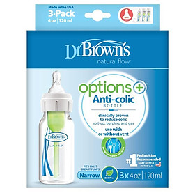 Bộ 3 Bình Sữa Options Dr.Brown's 43005 Cổ Thường Nhựa PP (120ml)