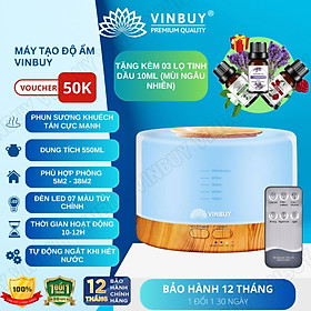 Mua Máy phun sương VINBUY tạo độ ẩm  xông tinh dầu phòng ngủ  cấp ẩm cho da  phòng điều hòa  dung tích lớn led 07 màu - Hàng chính hãng