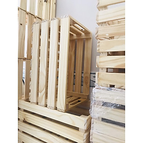 Khay Gỗ Pallet Dạng Thùng Đa Năng Size Lớn 40x26x16 Cm. Gỗ Đẹp Trang Trí Outdoor và Indoor - Hộp Gỗ Thông Chile Kháng Nước