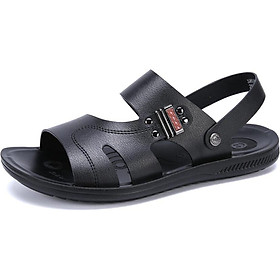 Mulinsen (MULINSEN) breathable non-slip men's shoes daily casual men's sandals simple and comfortable beach shoes sandals and slippers black 38 yards SM97745