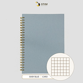 Sổ bìa trơn - BABY BLUE - Giấy mỹ thuật - A5 - Ruột kem 100gsm nhiều loại - STHM stationery