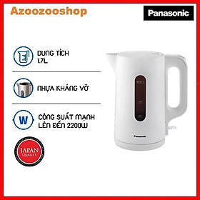 Ấm Đun Siêu Tốc Panasonic NC-K101WRA - 1.7L - Nhựa Kháng Vỡ - Công Suất Mạnh Lên Đến 2200W - Hàng Chính Hãng