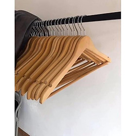 Mua combo 50 móc gỗ tam giác màu vàng  mắc gỗ treo quần áo có thanh ngang