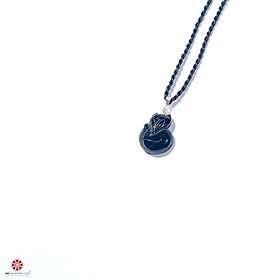 Mặt dây chuyền Hồ Ly Obsidian Bóng - Hợp mệnh Thủy, Mộc - Sản phẩm được tặng kèm dây đeo | VietGemstones