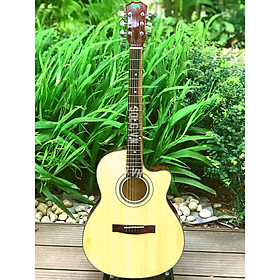 Guitar Acoustic SAG03C Dáng khuyết ( Gỗ Hồng Đào, Âm Vang, Dễ Chơi ) - Kèm Phụ Kiện