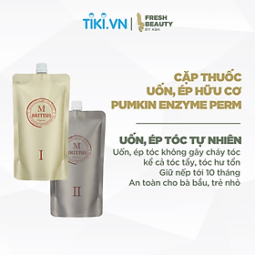 Cặp uốn, ép duỗi hữu cơ (organic) British M Pumkin Enzyme Perm phục hồi tóc hư tổn làm tại nhà, salon 400gx2