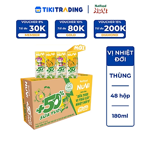 Thùng 48 hộp Thức Uống Sữa Tươi Trái Cây Tươi NuVi Vị Nhiệt đới 180ml - Tăng Cường Chiều Cao, Phát Triển Trí Não