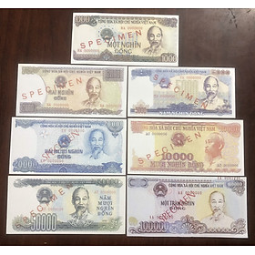 Mua Bộ 7 tờ tiền cottong giấy mẫu SPECIMEN 1987 - 1994  copy lưu niệm