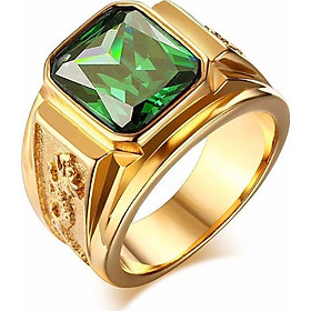 Nhẫn nam quân đội Mỹ mạ Vàng 24k mặt đá Xanh Lá N3