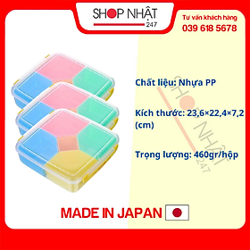 Hộp nhựa đựng thực phẩm 5 ngăn Inomata (Nắp vàng) - Nội địa Nhật Bản